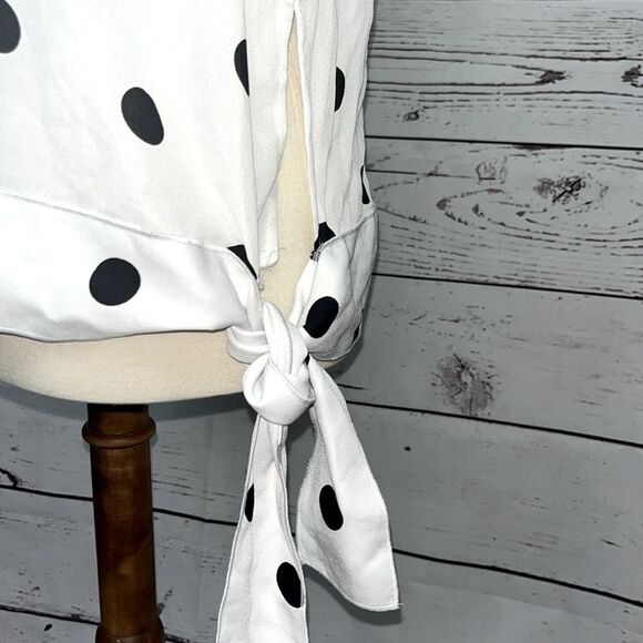 Worthington Polka Dot Bell Sleeve Blouse - Picture 2 of 8